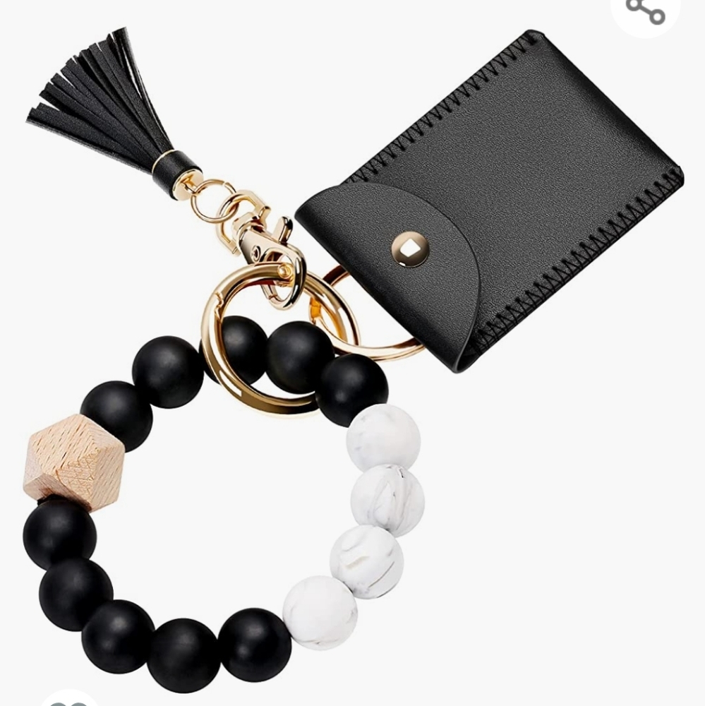 Black wristlet wallet keychain